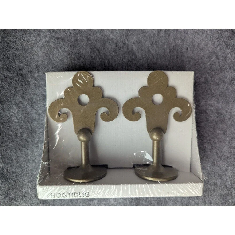 IKEA Hogtidlig Finial Gold Curtain Rod Package of 2 Cap New Sealed